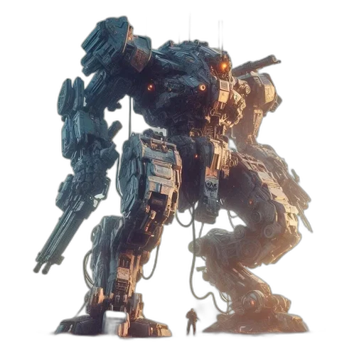 robot, weapon, concept art, 3d render, pixel art, fantasy art, towering, heavily transparent PNG cut-out