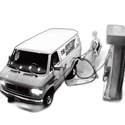 car, concept art, photorealistic, monochrome, image, scooby-doo, inspired, scene transparent PNG cut-out