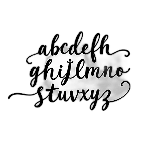 jewelry, cursive, handwritten, alphabet, black, ink, white, background transparent PNG cut-out