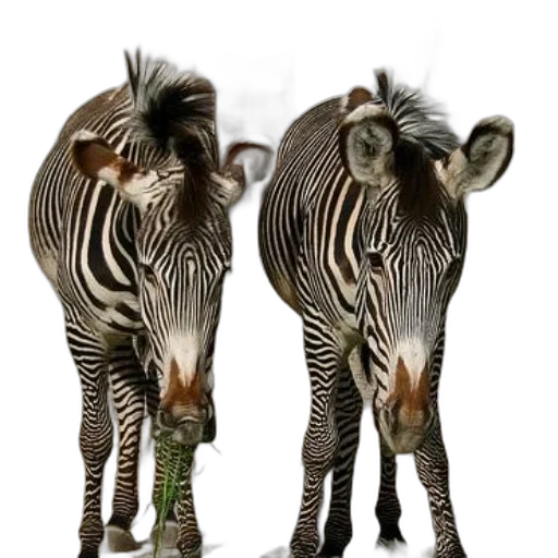 animal, creature, photorealistic, 3d render, concept art, two, zebras, standing transparent PNG cut-out
