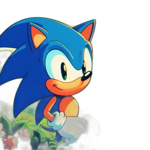 concept art, 3d render, pixel art, fantasy art, blue, sonic, hedgehog, depicted transparent PNG cut-out