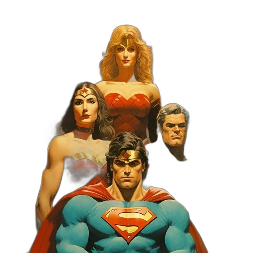 comic book art, concept art, fantasy art, 3d render, collection, iconic, characters, including transparent PNG cut-out