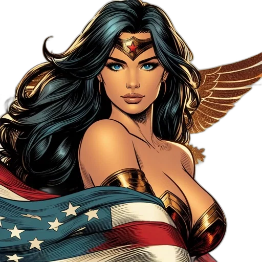 comic book art, concept art, cartoon, female, superhero, blue, hair, red transparent PNG cut-out