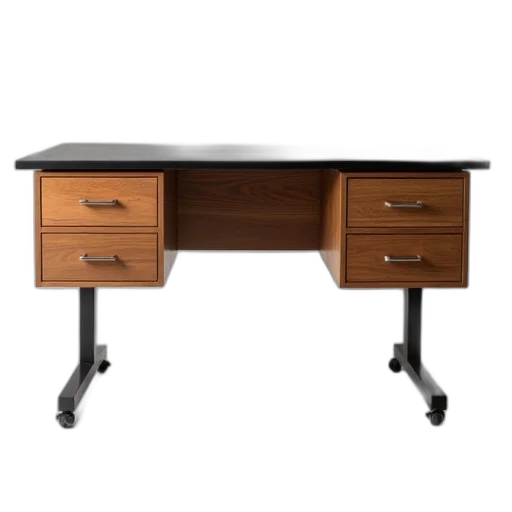 furniture, staff, 3d render, wooden, desk, black, top, four transparent PNG cut-out