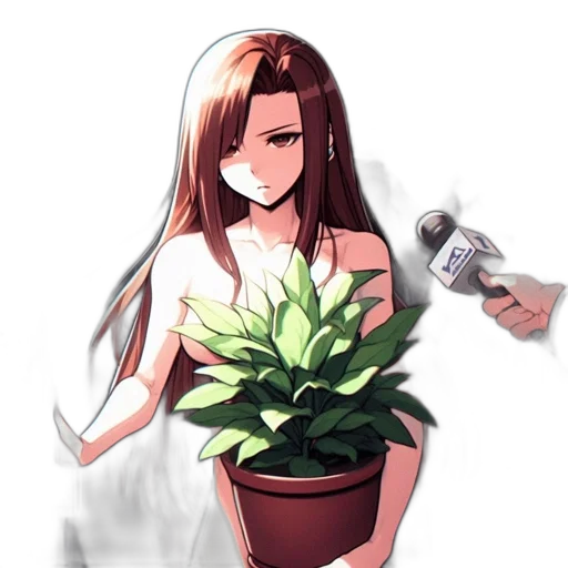 flower, dress, bottle, hair, concept art, pixel art, anime, cartoon transparent PNG cut-out