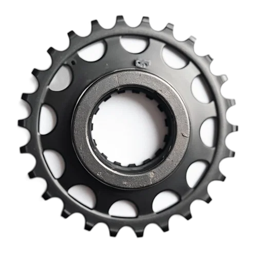 close-up, image, bicycle, gear, white, background, has, circular transparent PNG cut-out