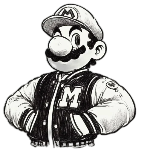 jacket, staff, animal, cartoon, concept art, pixel art, comic book art, monochrome transparent PNG cut-out