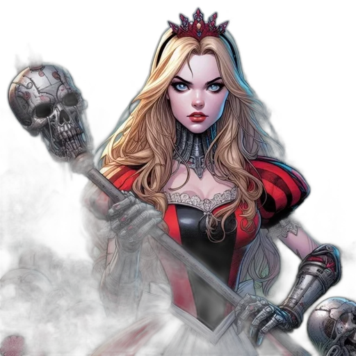 comic book art, concept art, fantasy art, regal, figure, red, black, gown transparent PNG cut-out