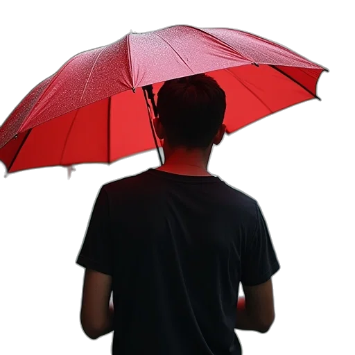 umbrella, jacket, staff, hat, 3d render, photorealistic, concept art, pixel art transparent PNG cut-out