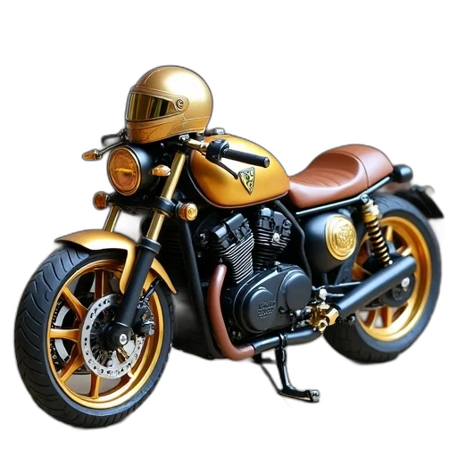 photorealistic, 3d render, concept art, comic book art, golden, earth tones, customized, motorcycle transparent PNG cut-out