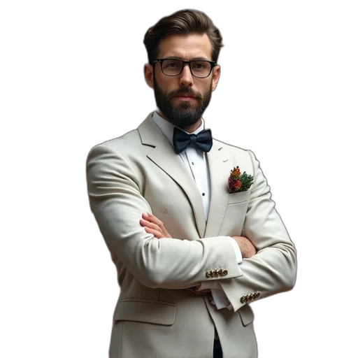 jacket, staff, face, photorealistic, concept art, cartoon, man, beard transparent PNG cut-out