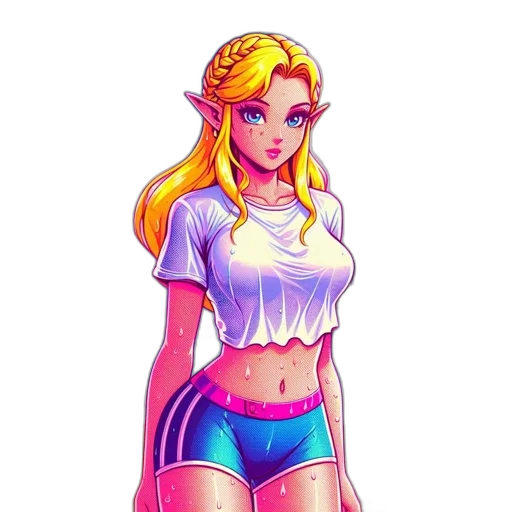 dress, staff, pixel art, fantasy art, concept art, vaporwave, pastel, neon transparent PNG cut-out
