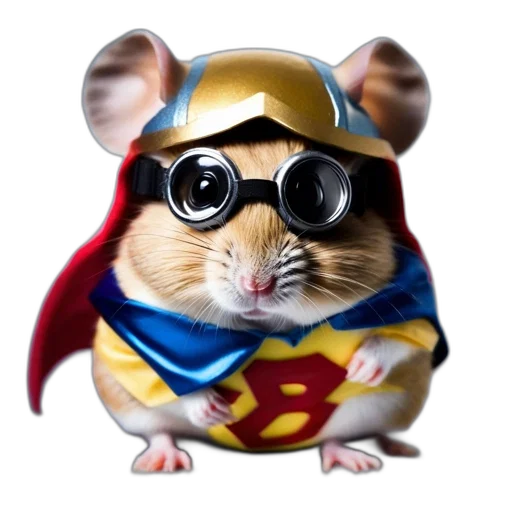animal, comic book art, 3d render, concept art, cartoon, hamster, dons, vibrant transparent PNG cut-out
