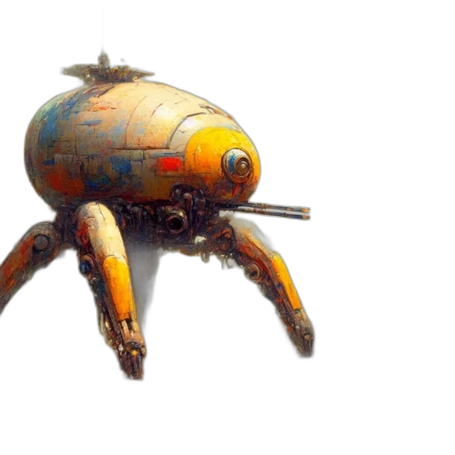 robot, weapon, creature, concept art, 3d render, fantasy art, watercolor, outer space transparent PNG cut-out