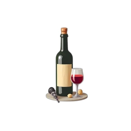 bottle, food, 3d render, earth tones, white, background, small, stylized transparent PNG cut-out