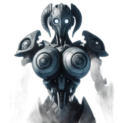 robot, mask, creature, face, concept art, fantasy art, comic book art, 3d render transparent PNG cut-out