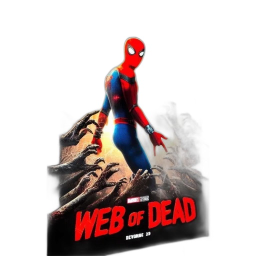 weapon, creature, concept art, comic book art, 3d render, pixel art, spider-man, stands transparent PNG cut-out