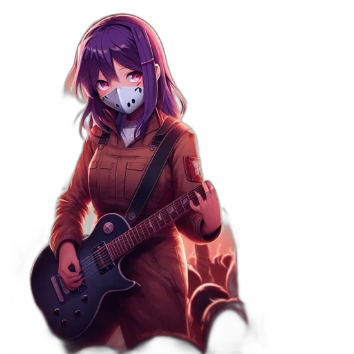 mask, weapon, jacket, pixel art, anime, fantasy art, concept art, dark transparent PNG cut-out