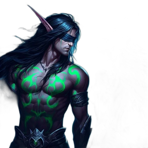 fantasy art, concept art, cyberpunk, comic book art, green, neon, dark, two transparent PNG cut-out