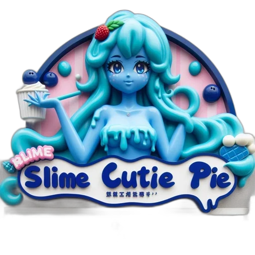 vaporwave, blue, animated, character, strawberry, hat, advertises, slime transparent PNG cut-out
