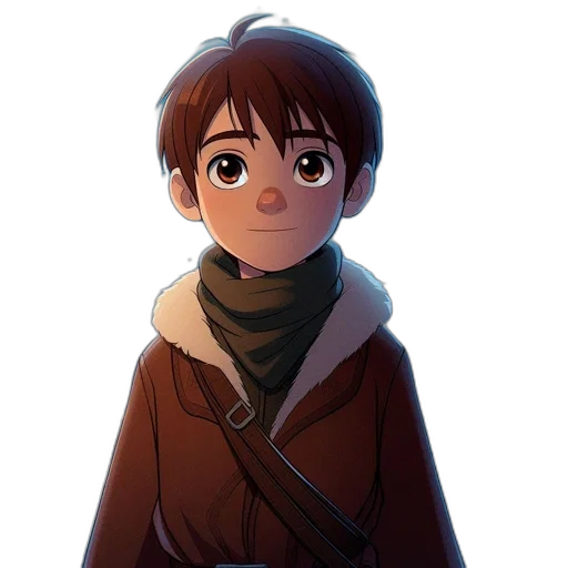 face, jacket, staff, creature, concept art, anime, pixel art, fantasy art transparent PNG cut-out