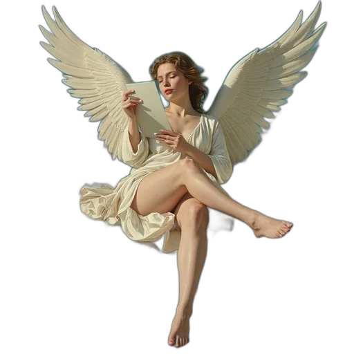 pixel art, fantasy art, concept art, photorealistic, painting, woman, wings, reclining transparent PNG cut-out