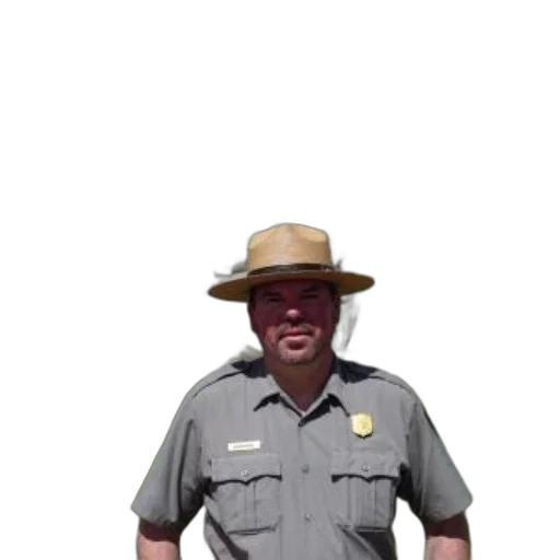 staff, hat, jacket, animal, concept art, man, park, ranger transparent PNG cut-out