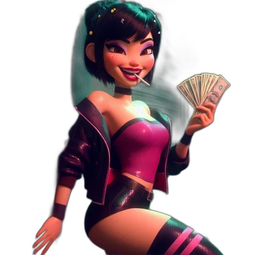 concept art, 3d render, fantasy art, comic book art, animated, female, character, stands transparent PNG cut-out