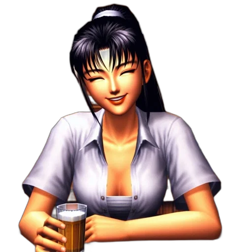 staff, vaporwave, 3d render, photorealistic, pixel art, animated, female, character transparent PNG cut-out