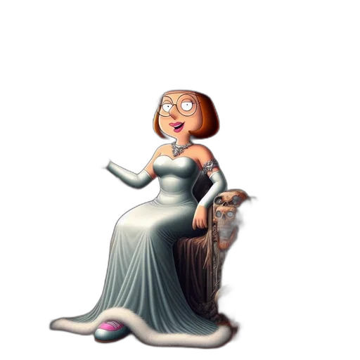 dress, staff, crown, jewelry, 3d render, concept art, pixel art, cartoon transparent PNG cut-out