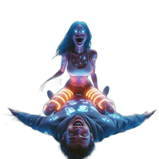 creature, concept art, comic book art, fantasy art, cyberpunk, underwater, outer space, neon lights transparent PNG cut-out