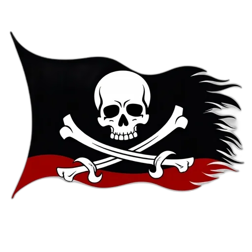 staff, black, white, pirate, flag, skull, crossbones, design transparent PNG cut-out
