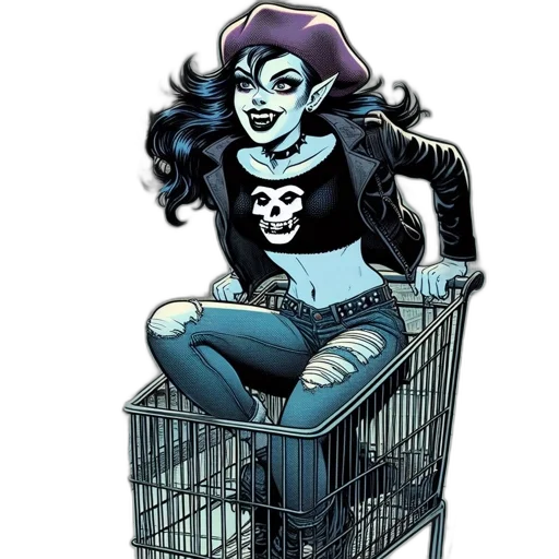 comic book art, cartoon, concept art, gothic-themed, female, character, long, black transparent PNG cut-out