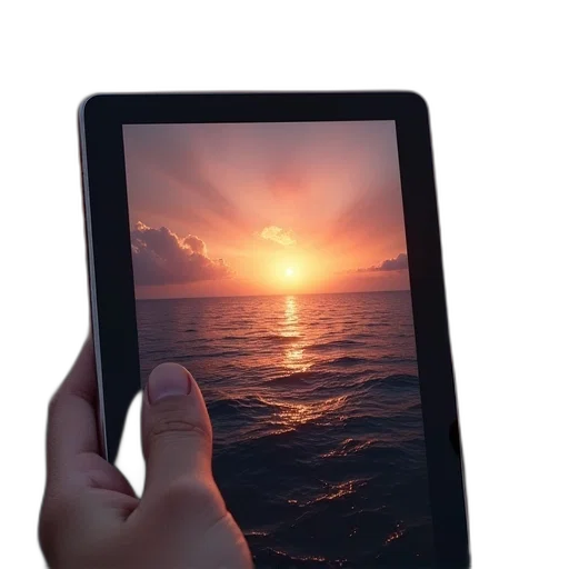 3d render, sunset, ipad, retinant transparent PNG cut-out