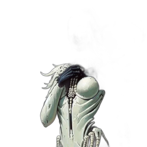 dress, mask, hair, robot, concept art, comic book art, cyberpunk, watercolor transparent PNG cut-out