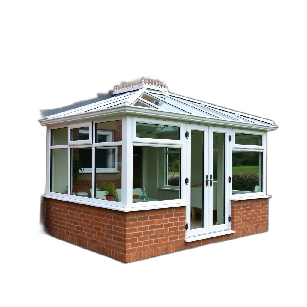 building, 3d render, photorealistic, modern, glass, conservatory, white, roof transparent PNG cut-out