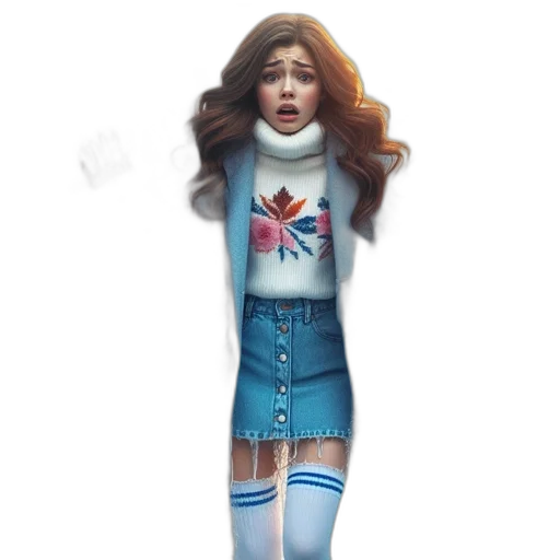 dress, concept art, fantasy art, cartoon, comic book art, young, woman, winter transparent PNG cut-out