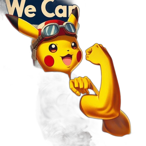 car, concept art, pixel art, pikachu, dressed, blue, uniform, goggles transparent PNG cut-out