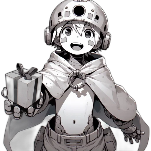 robot, weapon, staff, hat, concept art, anime, cartoon, comic book art transparent PNG cut-out