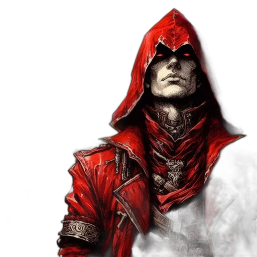fantasy art, concept art, comic book art, photorealistic, red, enigmatic, figure, fiery transparent PNG cut-out