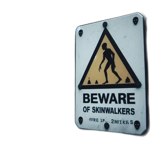 sign, warning, about, skinwalkers, hangs, tree, dense, misty transparent PNG cut-out