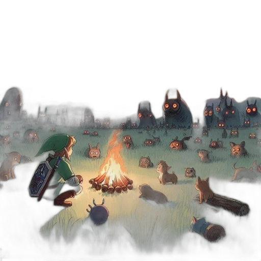 concept art, fantasy art, pixel art, watercolor, fog, fire, night, underwater transparent PNG cut-out