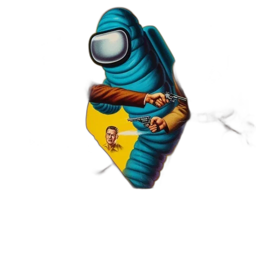 mask, robot, jacket, staff, concept art, 3d render, fantasy art, pixel art transparent PNG cut-out