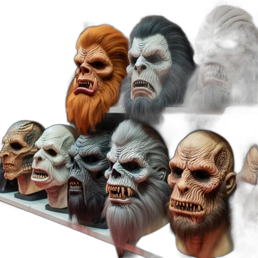 mask, face, concept art, 3d render, photorealistic, fantasy art, collection, diverse transparent PNG cut-out
