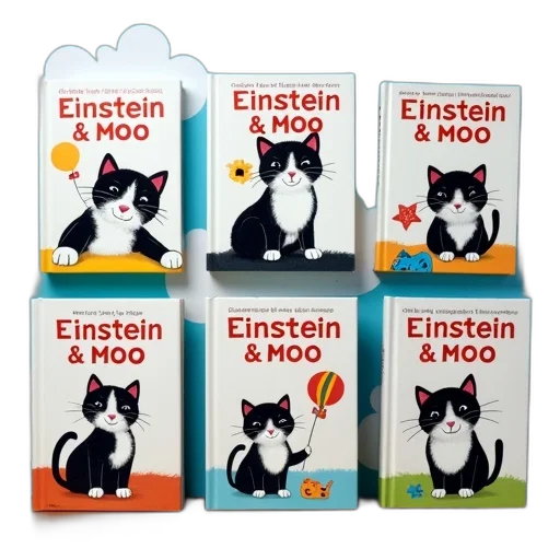 image, displays, collection, six, children, books, black, white transparent PNG cut-out