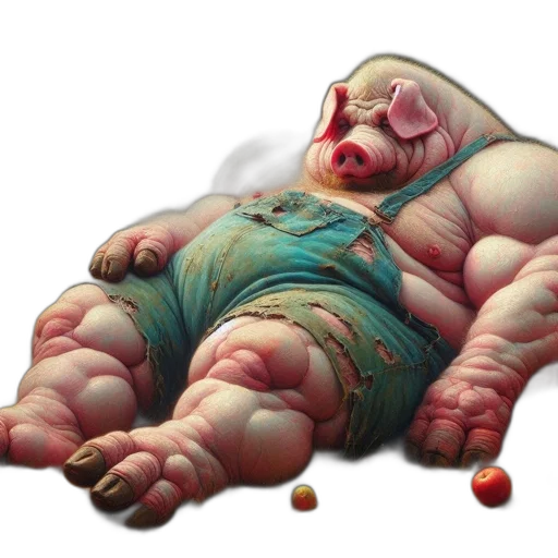 creature, food, concept art, photorealistic, fantasy art, 3d render, muscular, pig transparent PNG cut-out