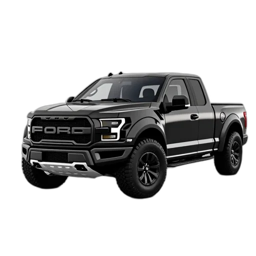 car, 3d render, photorealistic, black, pickup, truck, parked, white transparent PNG cut-out