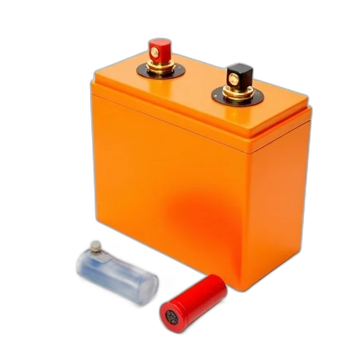 bottle, robot, bright, orange, battery, pack, two, gold transparent PNG cut-out