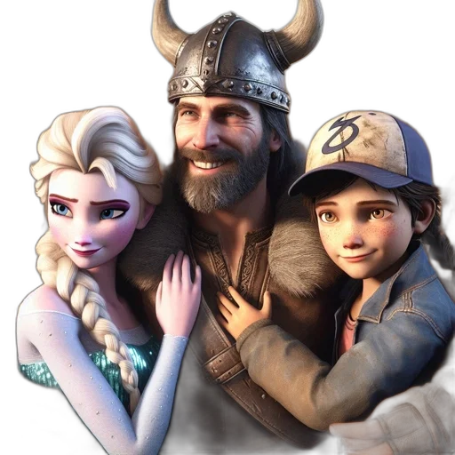 3d render, concept art, fantasy art, cartoon, snow, fire, three, animated transparent PNG cut-out