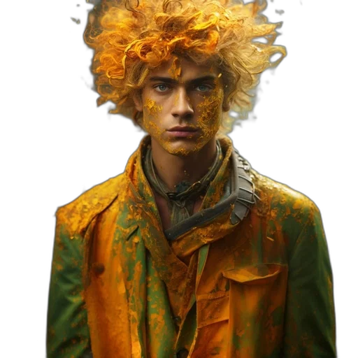 jacket, hair, face, staff, concept art, photorealistic, fantasy art, comic book art transparent PNG cut-out